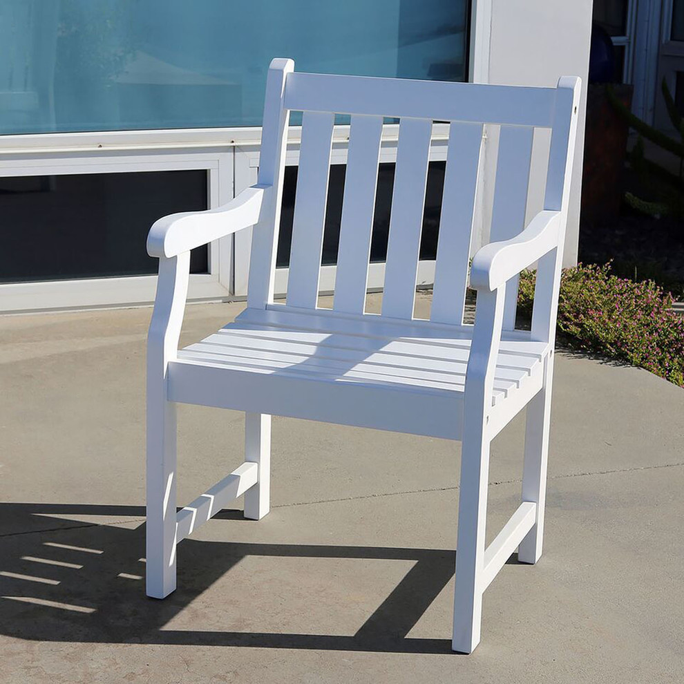 Bradley Eco-Friendly Outdoor White Wood Garden Arm Chair