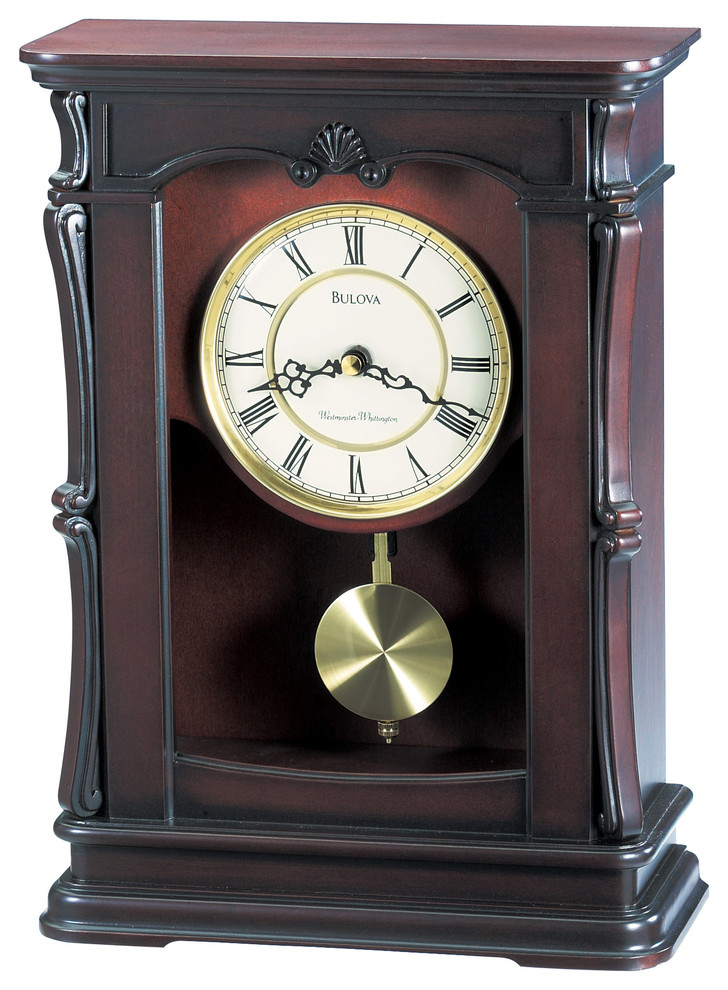 Bulova Abbeville Pendulum Mantel Clock Model B1909 Traditional Desk