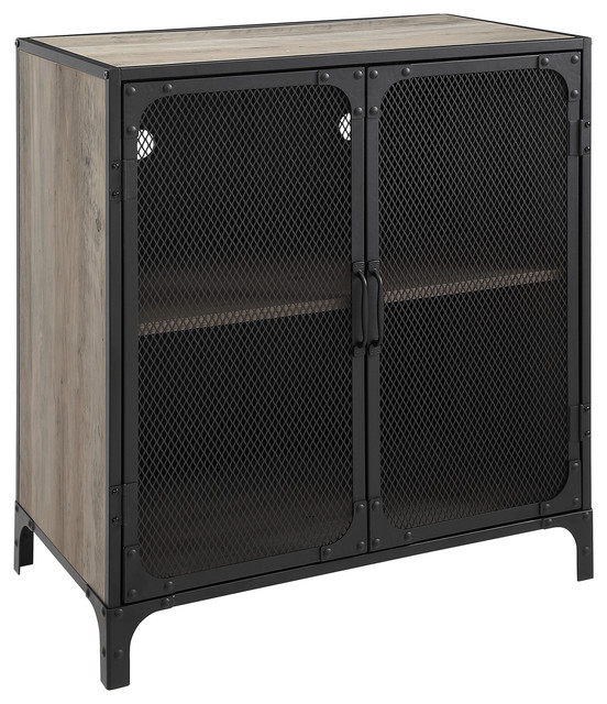 30 Urban Industrial Wood And Metal Storage Cabinet With Mesh