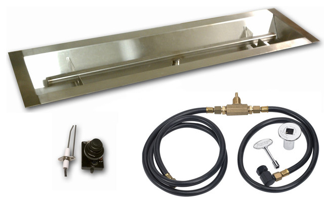 Linear Fire Pit Tray Kit With Spark Ignition Contemporary Fire