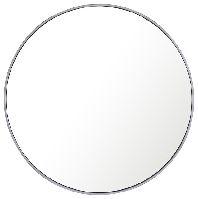 36 Round Metal Frame Mirror Silver