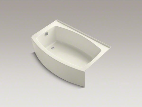 KOHLER Expanse(R) 60" x 32-38" curved alcove bath with integral tile flange and