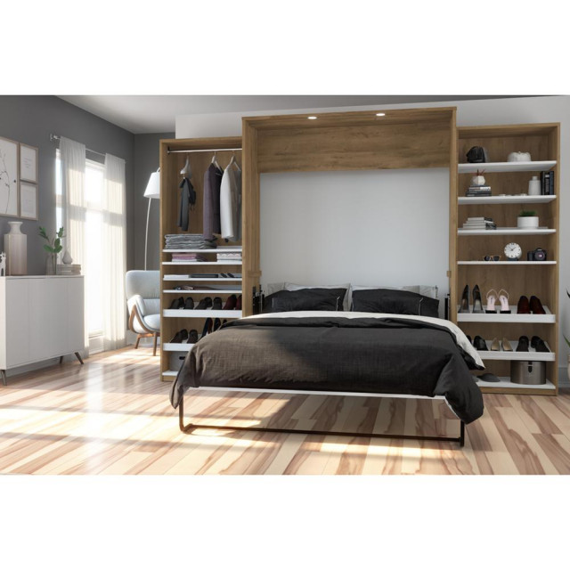 Cielo Classic 124" Queen Wall Bed kit in Rustic Brown and White ...