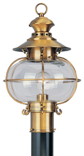 Harbor Outdoor Post Lantern, Flemish Brass