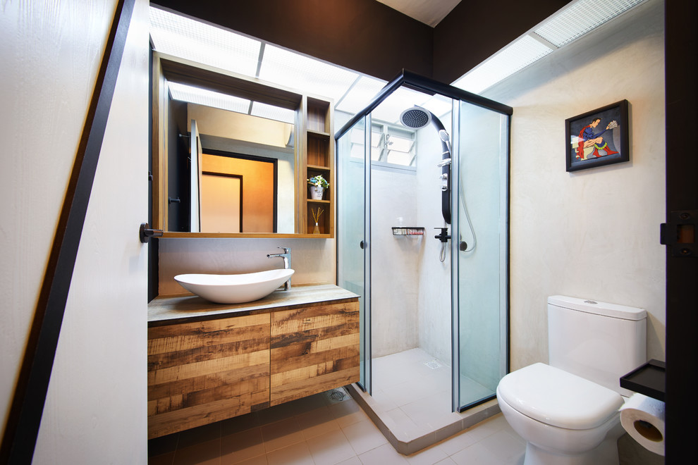 Design ideas for an industrial bathroom in Singapore.
