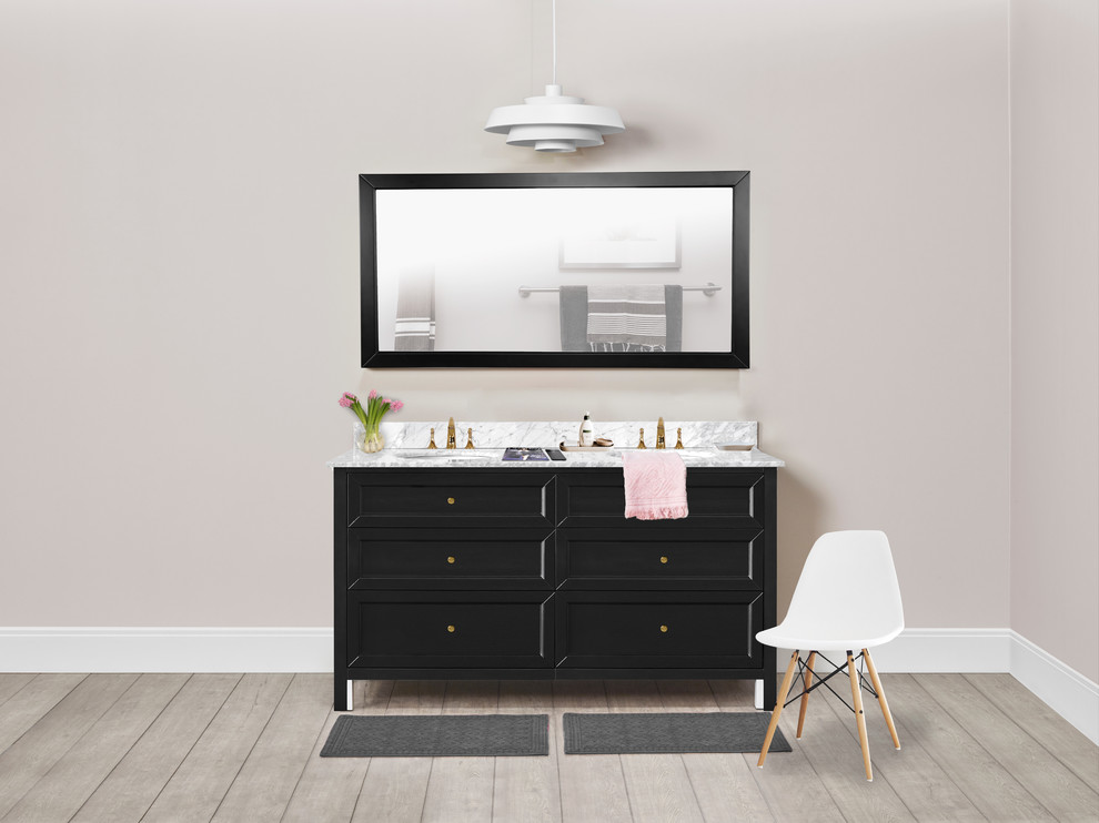 Chester 60-inch Vanity in Black, Double Basin ...