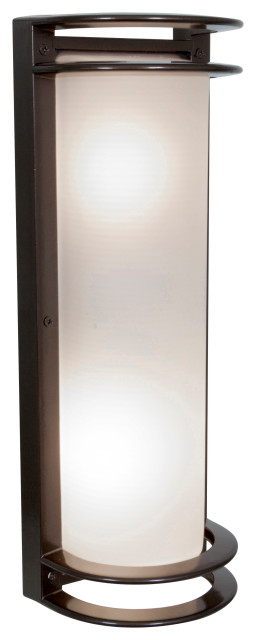 Nevis Outdoor Wall Light, 17", Ribbed Frosted Glass Shade ...