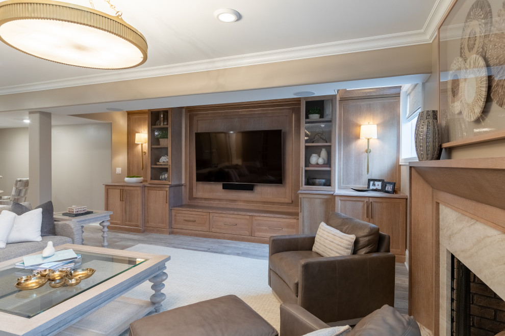 Example of a family room design in Chicago