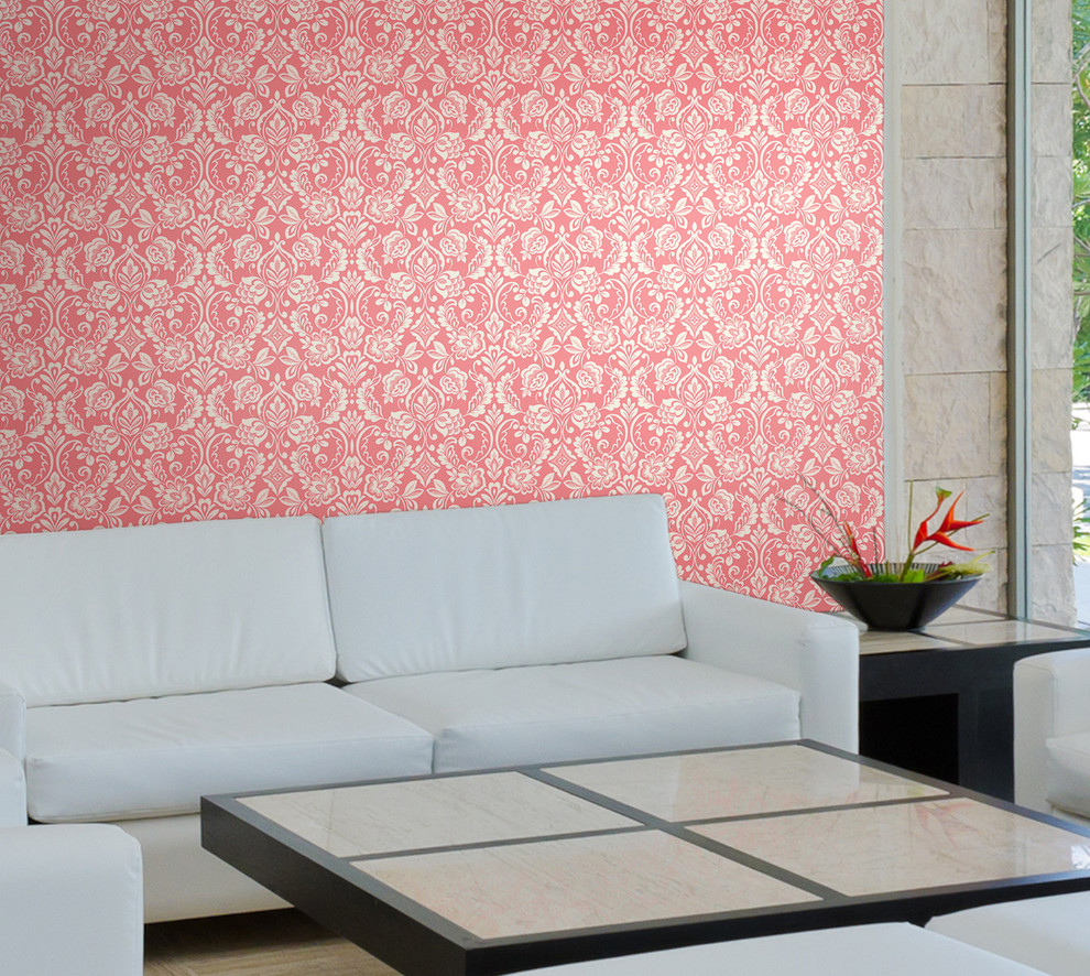 Floral Diamond Damask Wallpaper Tiles