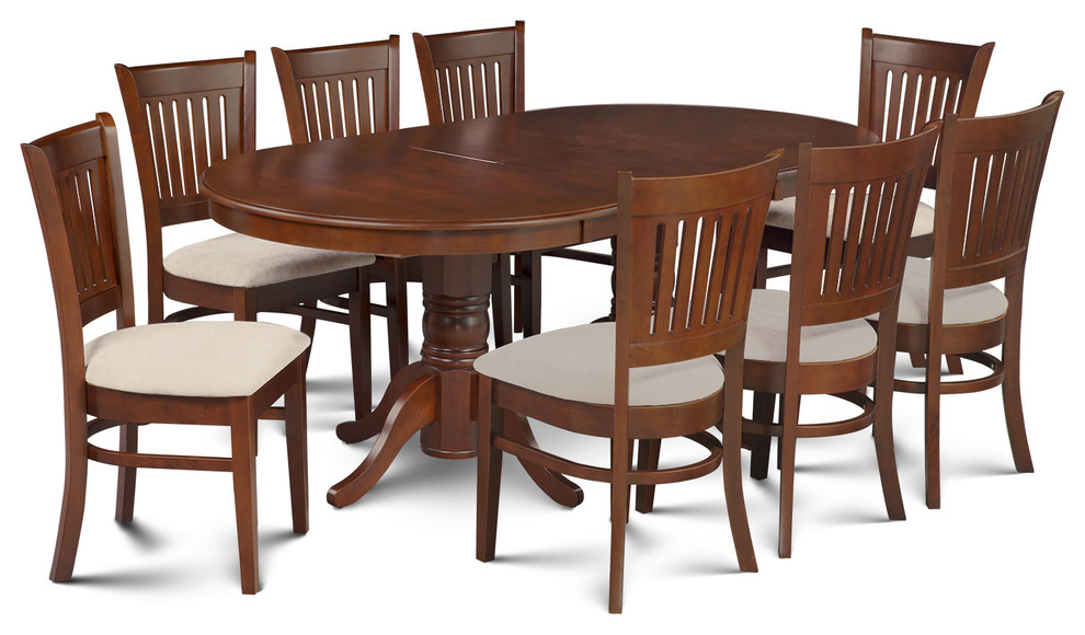 9-Piece Dining Room Set Table, A Butterfly Leaf, 8 Dining Chairs, Espresso