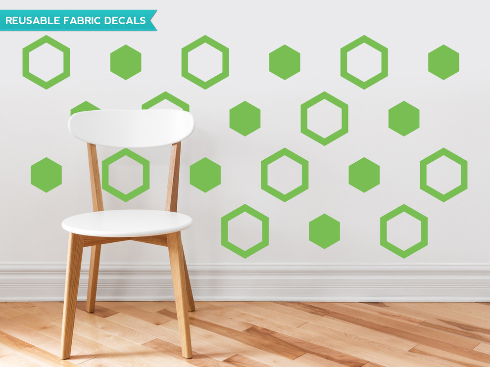 Hexagon Fabric Wall Decals, Set of 16, Green