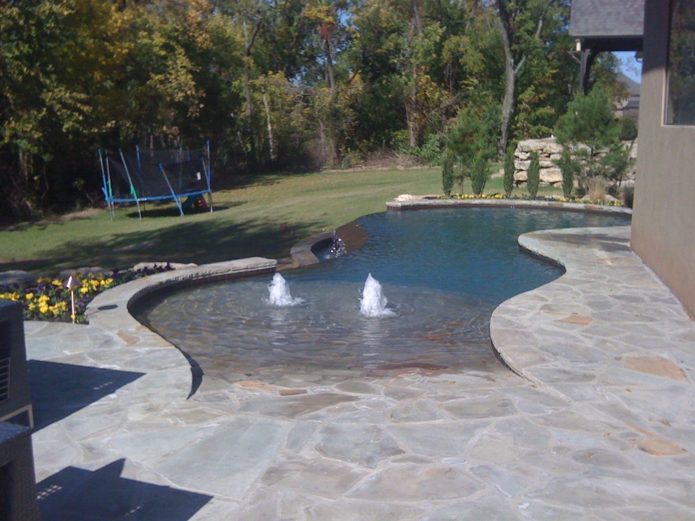 Example of a backyard freeform infinity pool design