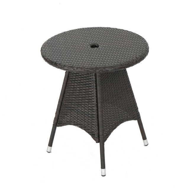 GDF Studio Lebeau Outdoor Multi Brown Polyethylene Round Bistro Table