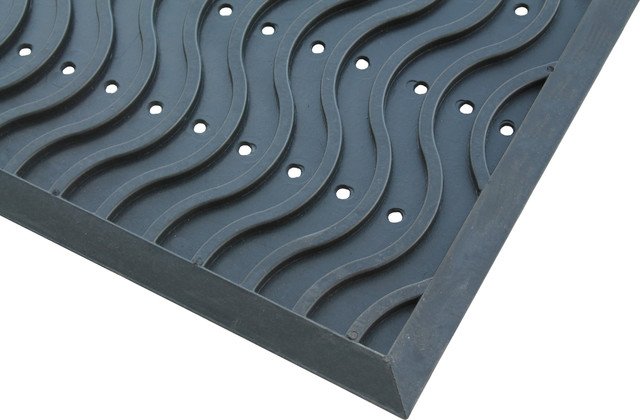 Wavy 100 Rubber Clean Step Scraper Doormat Contemporary