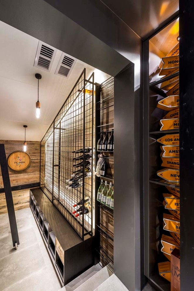 Photo of a contemporary wine cellar in Brisbane.