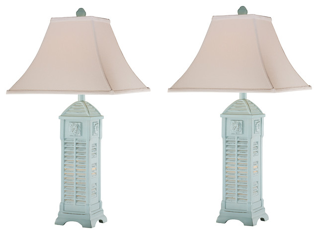 Seahaven Shell Table Lamp, Set Of 2, Sky Blue