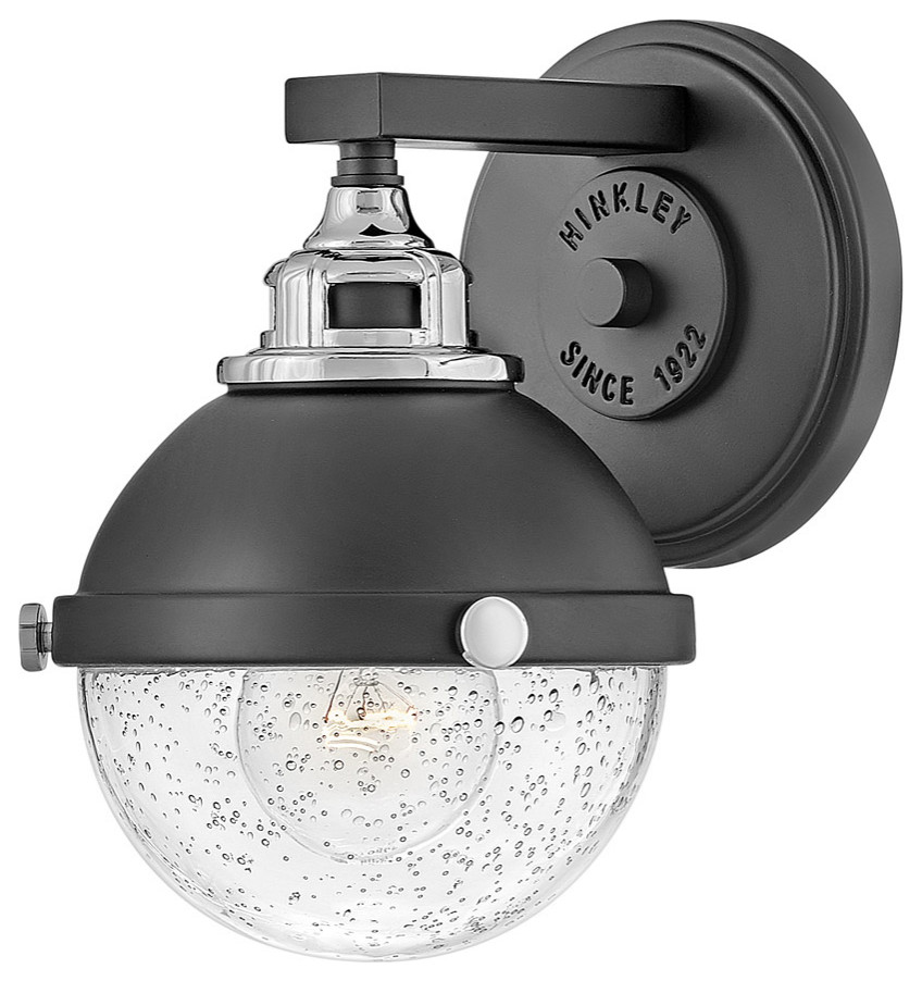 Fletcher 1 Light Bathroom Vanity Light, Black/Chrome Industrial