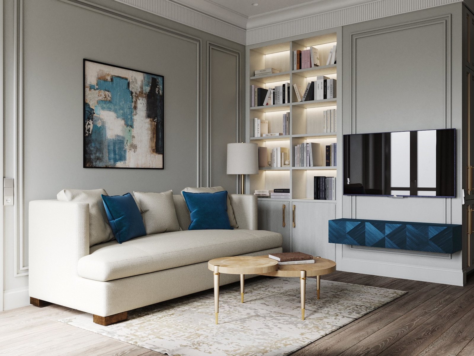 Гостиная. Вид на диван и ТВ