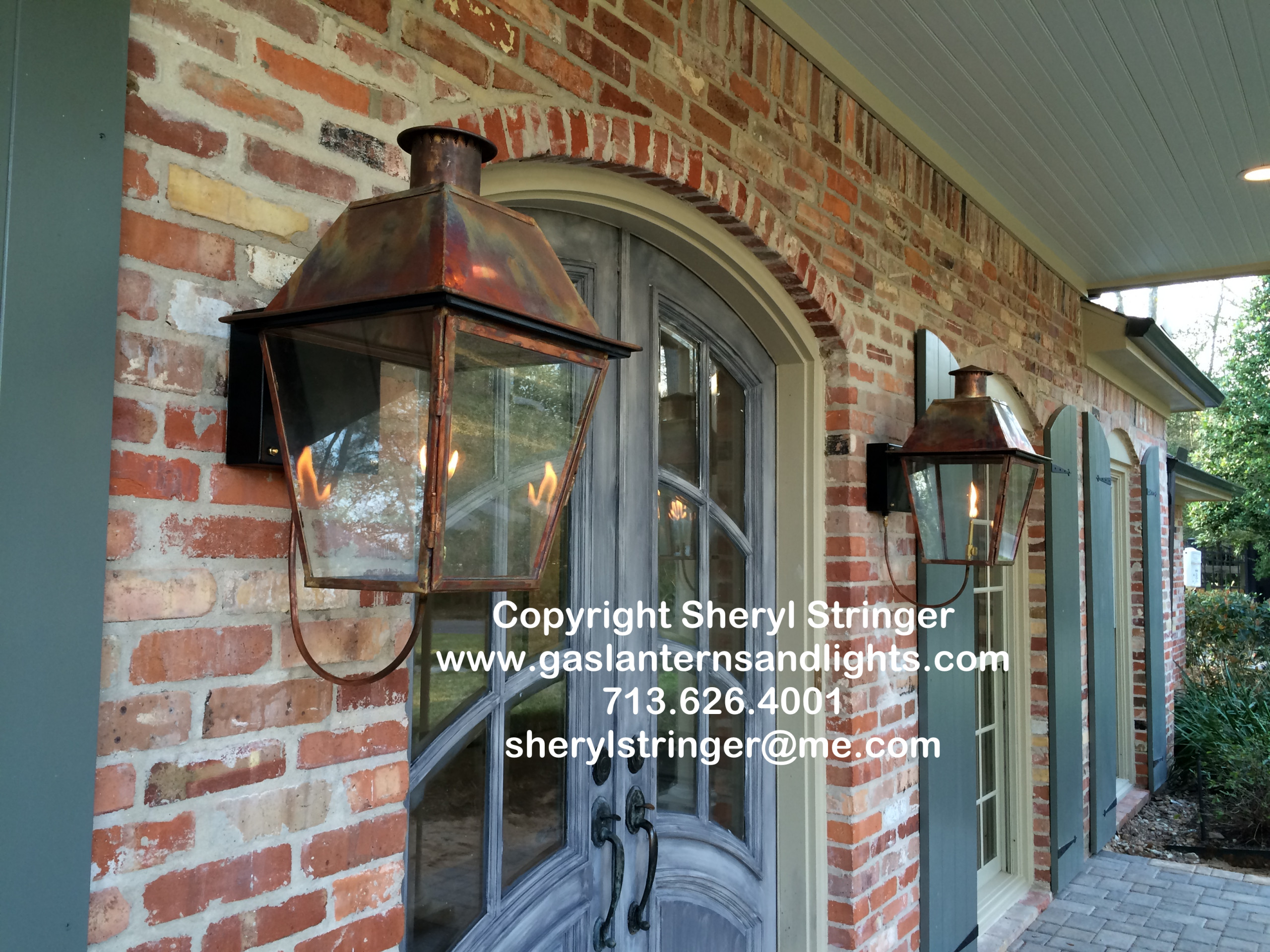 Sheryl's New Orleans Style Gas Lanterns with Solid Tops and Steel Brackets