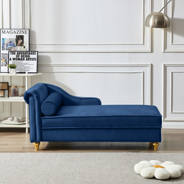 Curated visual reference: Visual Reference: Tateus Upholstery Chaise Lounge Chair With Storage Velvet Navy Blue