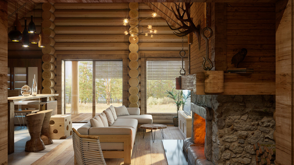 Интерьер дома в срубе