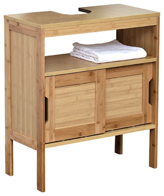 Wall-Mounted Sink Floor Cabinet Mahe Bamboo - Wood, Mahe