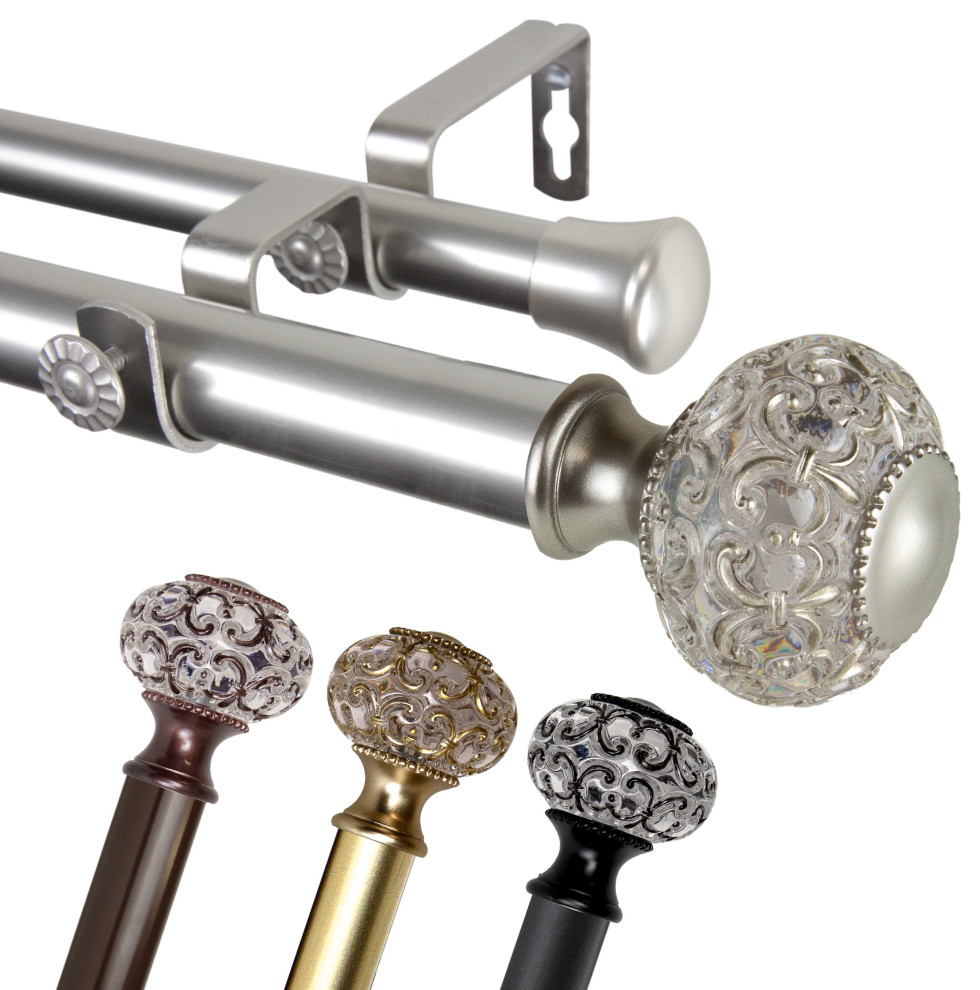 Bailey 1" Diameter Double Curtain Rod Traditional Curtain Rods by