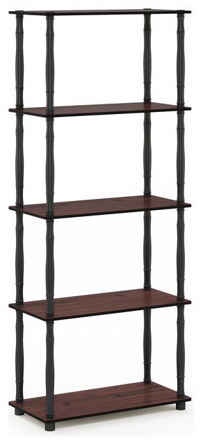 5-Tier Multipurpose Shelf Display Rack With Classic Tubes, Dark Cherry/Black