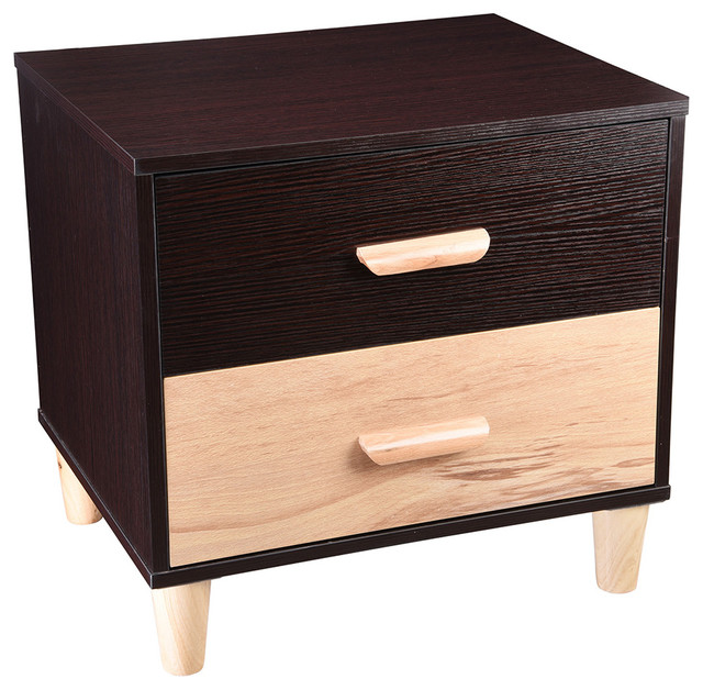 Wooden Nightstand Bed Side Table 2 Drawer Cabinet Storage Home Wooden Nightstand Bed Side Table 2 Drawer Cabinet Storage Home Bedroom Midcentury Nightstands And Bedside Tables By Yescom