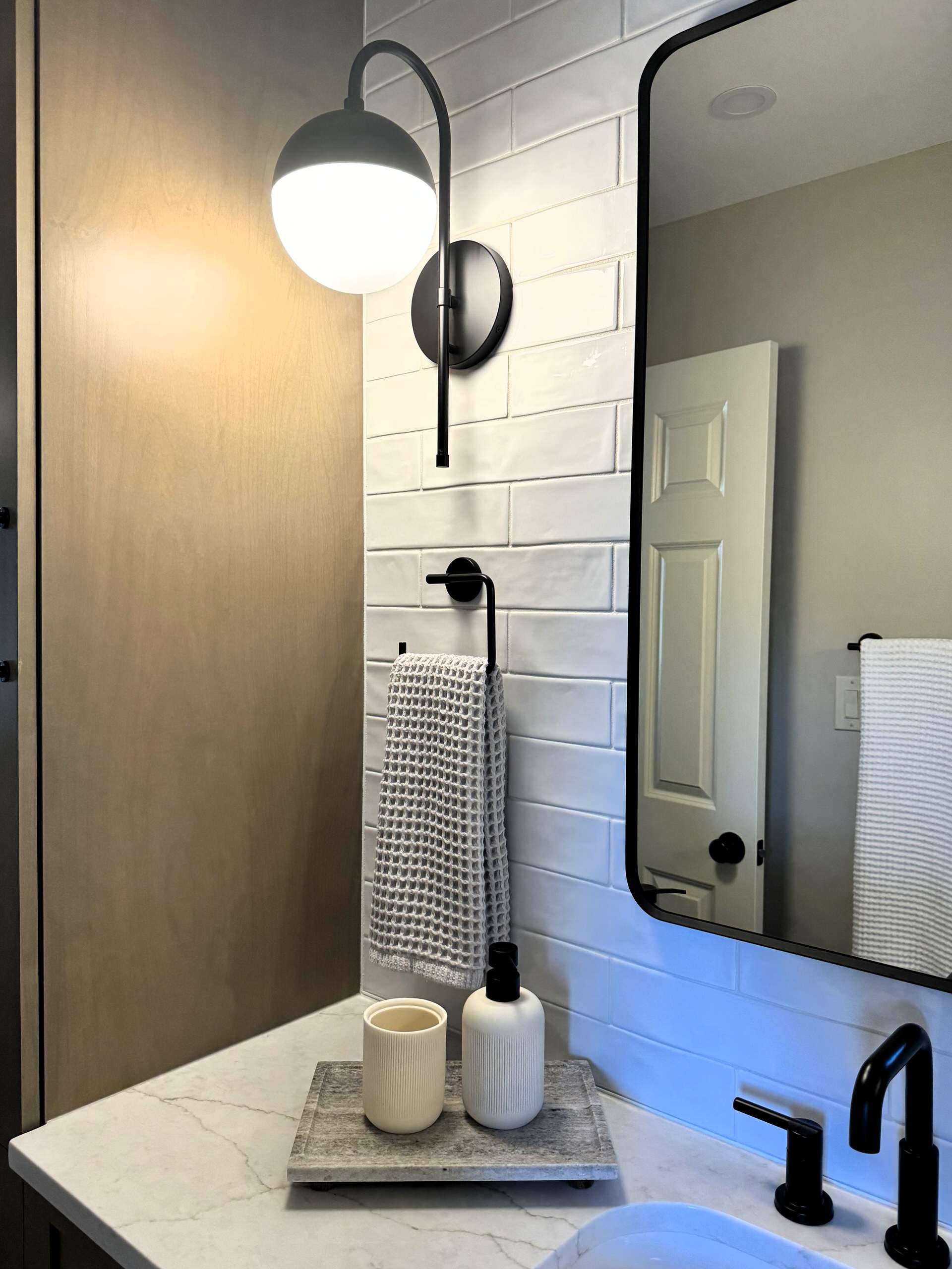 Elegant Rustic Luxe Bathroom renovation.