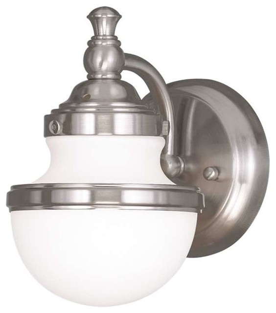 Oldwick Bath Light and Wall Sconce, Brushed Nickel