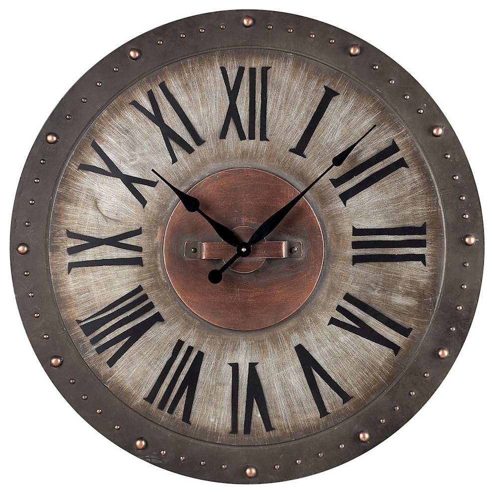 Elk Metal Roman Numeral Outdoor Wall Clock. 1281005, Copper Highlight