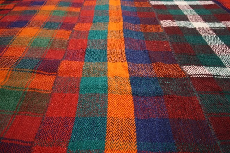 Consigned Vintage Tartan Plaid Area Rug 11 2x11