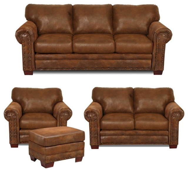 American Furniture Classics Buckskin 4-piece Sleeper Sofa Set in Brown