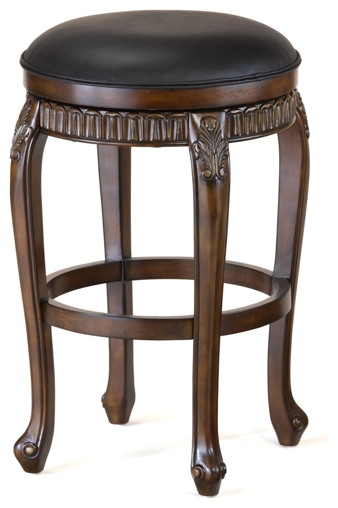 Fleur De Lis Backless Swivel Counter Stool, Distressed Victorian