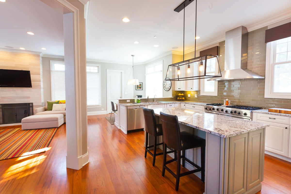 Industrial Chic Kitchen and Family Room