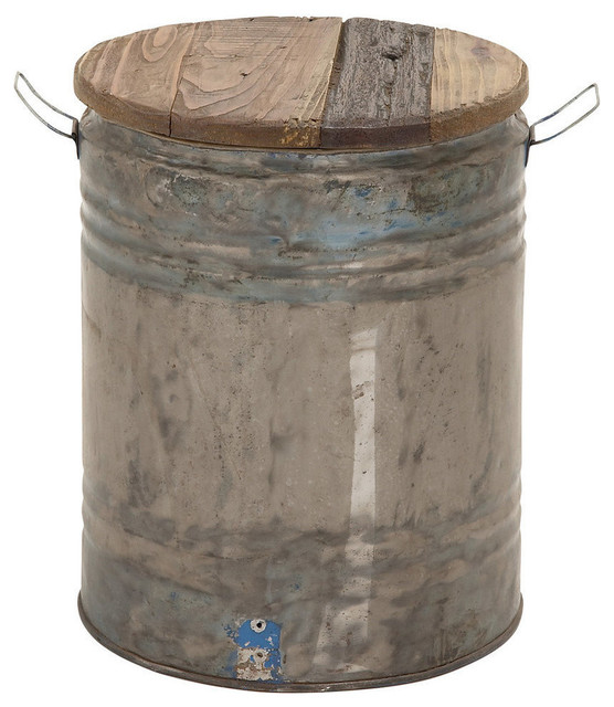 Hanover Metal And Wood Drum Stool Farmhouse Accent Garden Hanover Metal And Wood Drum Stool