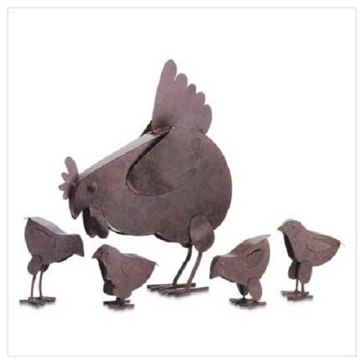 Hen With Chicks Garden Sculpture
