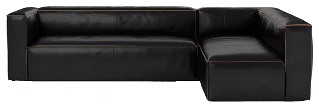 Nolita Saddle Black Leather Modular, Leather Modular Sectional Sofa