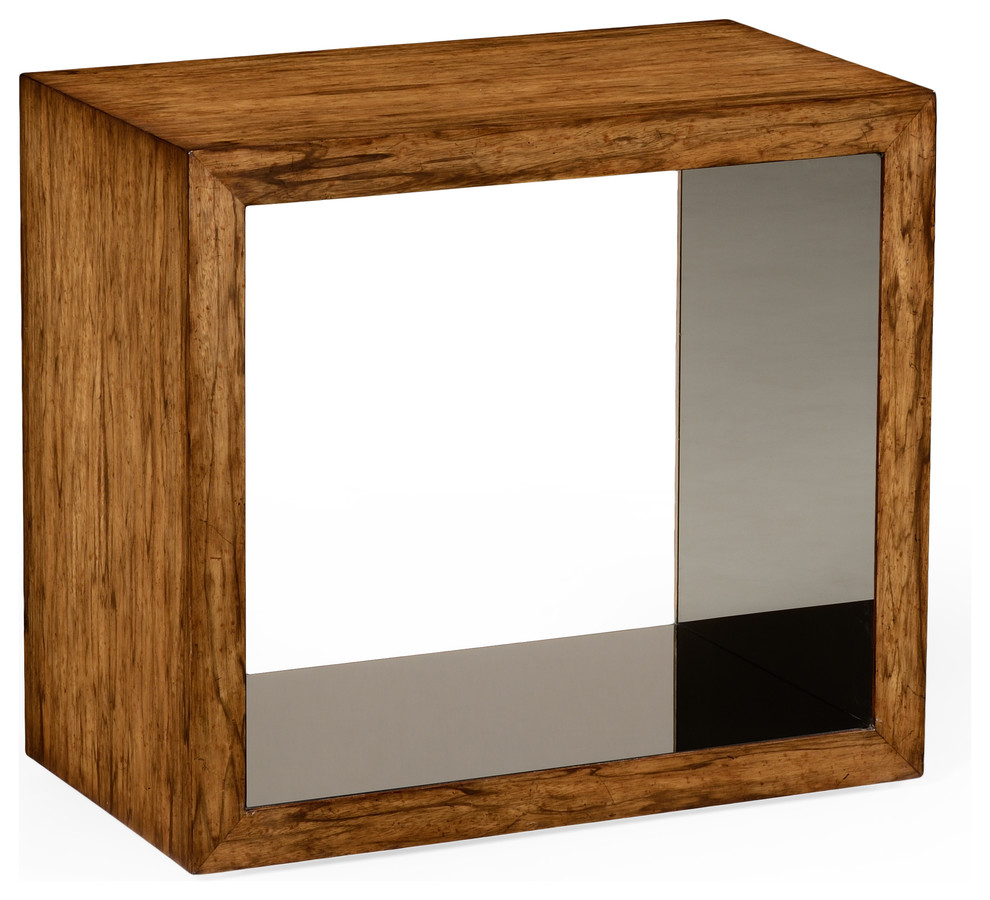 Argentinian walnut & black glass side table Contemporary Side