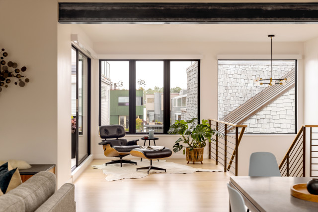Lake Union Floating Home trendy-dagligstue