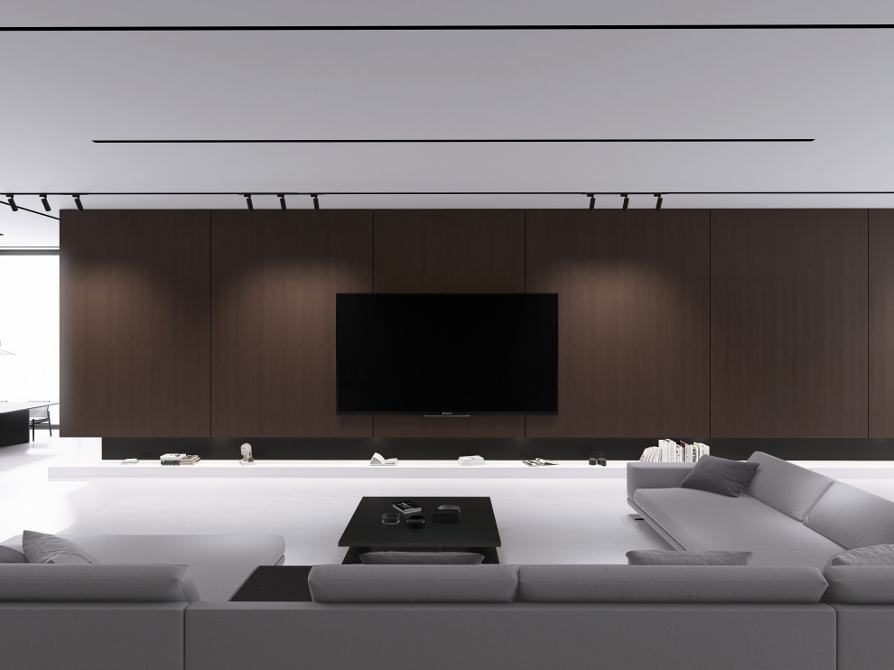 Минималистичный дизайн-проект. Интерьер обладает большим количеством свободного