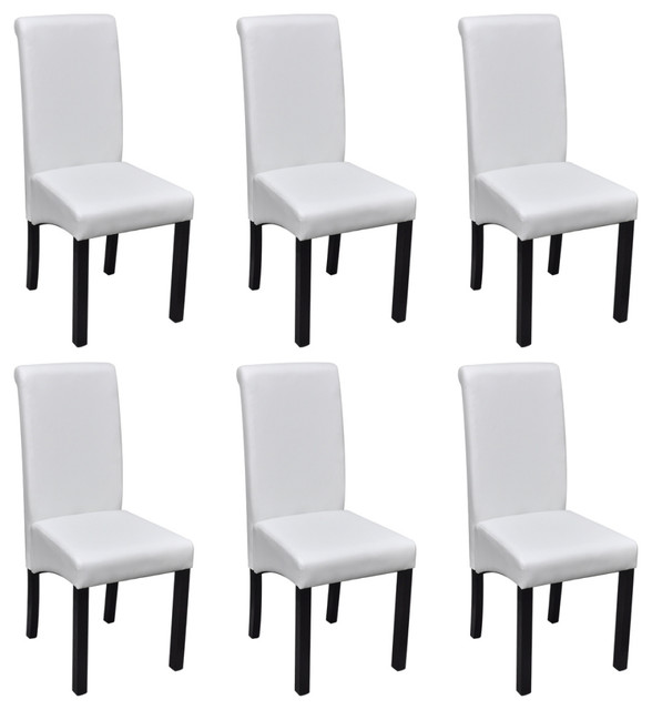 Vidaxl Dining Chairs 6 Piece Set Artificial Leather White Vidaxl Dining Chairs 6 Piece Set Artificial Leather White Contemporary By