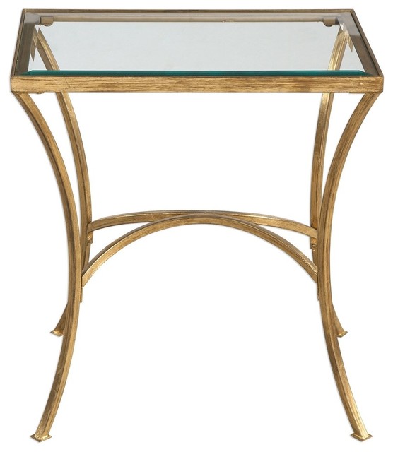 Minimalist Gold Arch End Table Metal, Hammary Sutton Rectangular Glass Top End Table