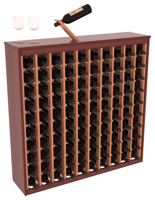 Two Tone 100 Bottle Deluxe Wine Rack in Redwood with Cherry/Natural Stain