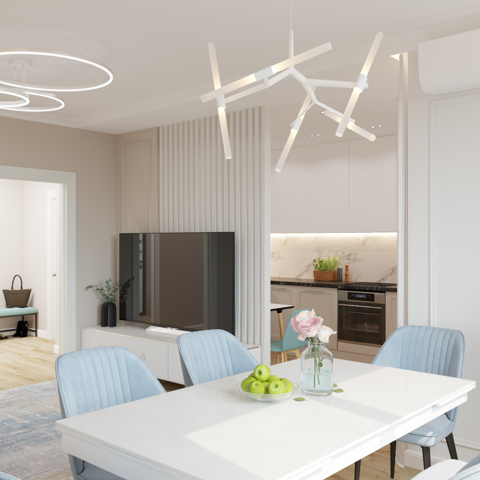 Квартира на Взлетной - гостиная-кухня