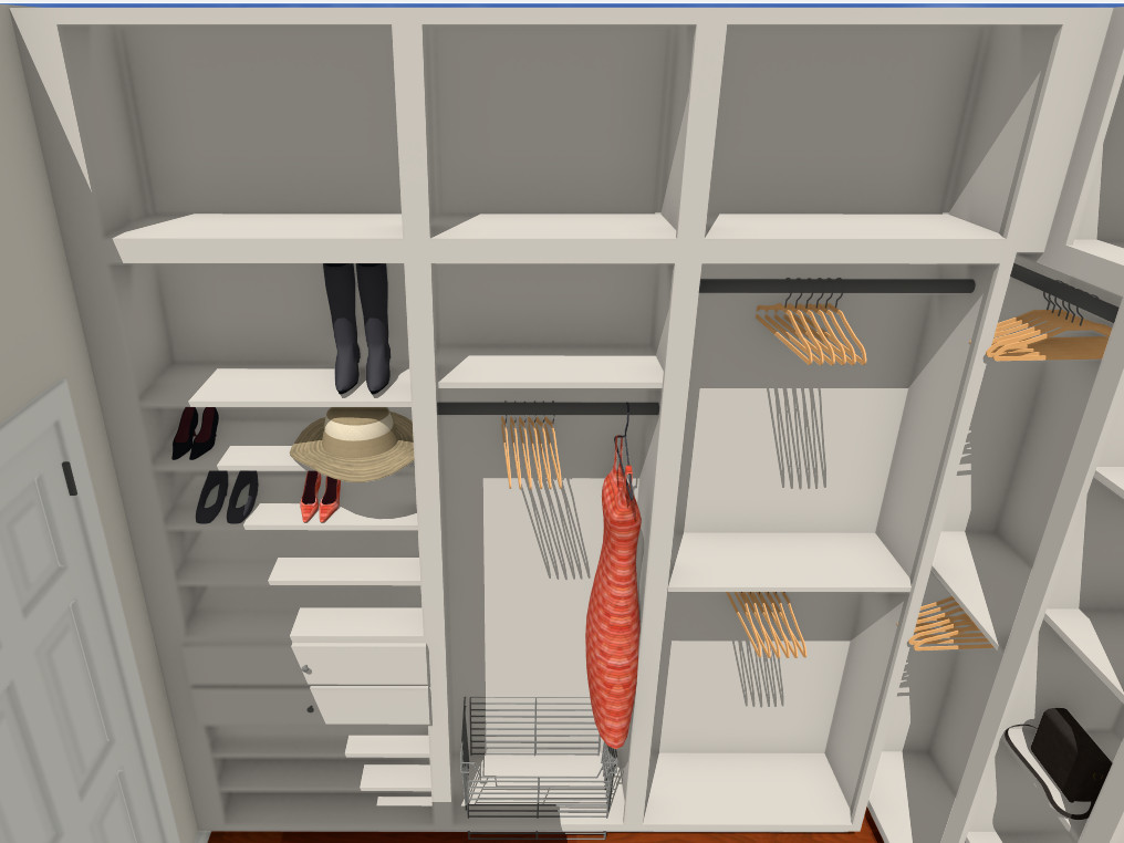 Custom Walk-In Closet with Built-In Storage & Glass-Top Island