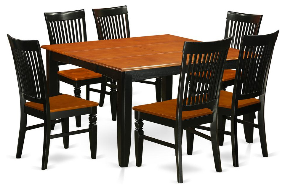 Dining Room Set Black & Cherry, PFWE7BCHW Contemporary Dining