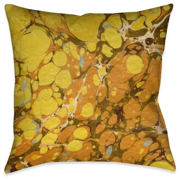 Laural Home Golden Mustard Marble Throw Pillow Contemporary