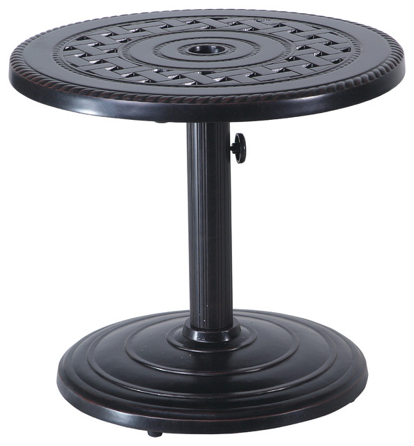 Grand Terrace 24" Round Umbrella End Table, 50lb Base Traditional